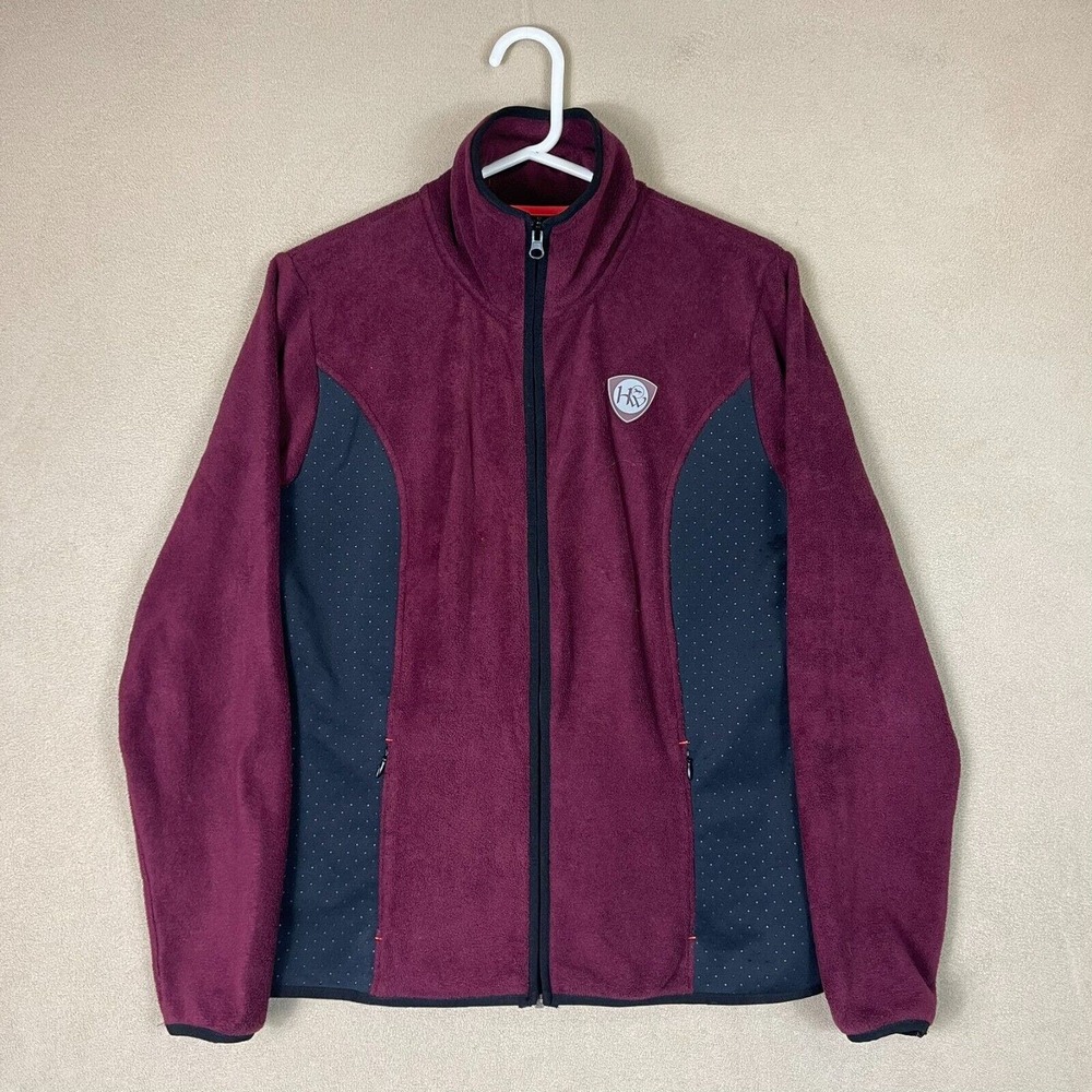 Horsewear Jacket Womens Large Burgundy Black Athletic‎ Full Zip Sweatshirt Adult